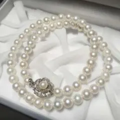 テリ強】あこや パール 本真珠 ネックレス 約7.3mm シルバー金具 