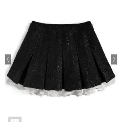 インパン裏地付きフリルツイードプリーツミニスカート[gm838]