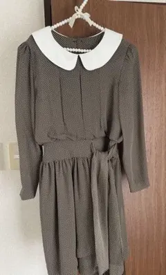 グリーン ホワイト ドット ワンピース 水玉 ナチュラル 古着 レトロ