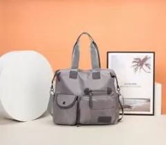 2way 大容量 トートバッグ ショルダーバッグ　マザーズバッグ　撥水　グレー