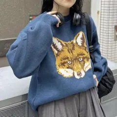 【匿名配送】CPCM アソートジャガードニット ブルー系 キツネのサムネイル