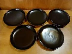 未使用　天然木　漆器　銘々皿　5客セット　漆塗