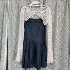 ナイスクラップ トップスセットプリーツミニワンピブルー NICE CLAUP