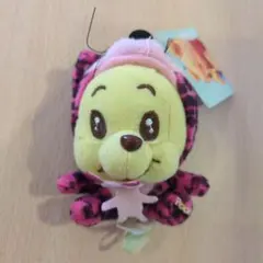 ディズニー プーさん ピンクヒョウ柄 ぬいぐるみマスコット キーホルダー
