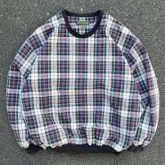 90s AM PLAYER タータンチェック ナイロンプルオーバー L
