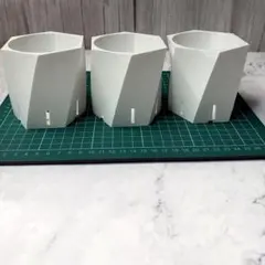 ツイストHEX スリット鉢 3号 3個セット白アガベ 塊根植物 3Dプリンター鉢