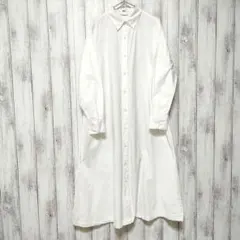 ユニクロ (S)　コットン Aライン シャツワンピース　ポケットあり
