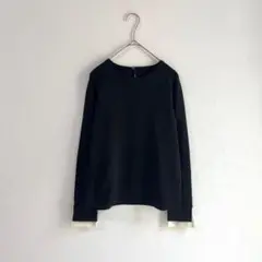 3255【マーリエパーエフデ】カットソー　長袖　黒　７　重ね着風　シンプル