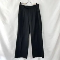 【GU】タックワイドパンツ (M)黒　センタープレス　ウエスト後ろゴム