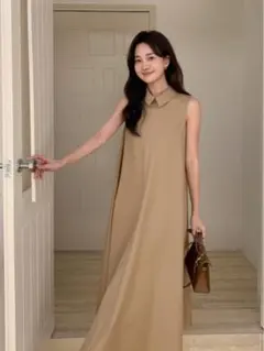 BIRTHDAY BASH 襟付きノースリーブ Aライン ワンピース