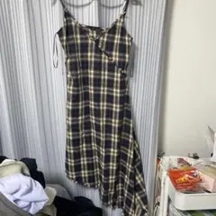ZARAチェック柄アシンメトリックキャミワンピース