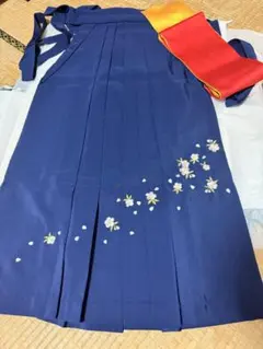 卒業式　袴　半幅帯　セット　刺繍付き　　紺色　100cm