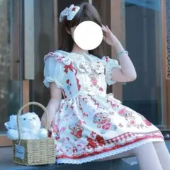 くま柄 クマ 甘ロリ ワンピース ロリータ JSK