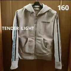 【極美品✳️TENDER LIGHT】袖ロゴストレッチフリースパーカー 160