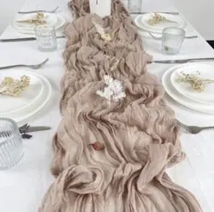ウェディング テーブルランナー シフォン アプリコット