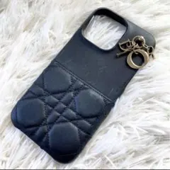 ディオール スマホケース iPhone14 Pro Maxラムレザー 黒