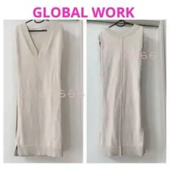GLOBAL WORK ノースリーブ Vネック ニット ロングベスト