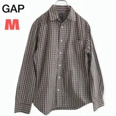 【美品】 ギャップ ［M］ チェック シャツ トップス メンズ ブラウン 長袖