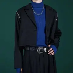 【Ellno Loset】２WAYフードジップショルダーショートジャケット