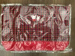 新品未使用　ファミリア　赤系チェックトートバッグ　レッスンバッグ