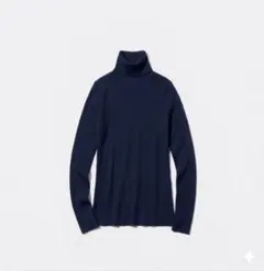 UNIQLO メリノリブタートルネックセーター 紺色
