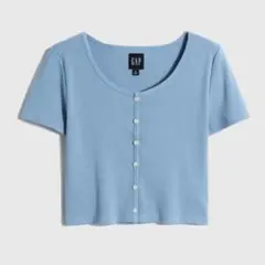 GAP リブ クロップド半袖トップス 水色のサムネイル