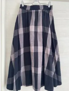 チェック柄フレアロングスカート　デコカンパニー