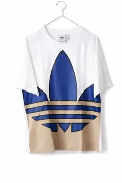 adidas Originals ビッグトレフォイル Tシャ 白ブルー ベージュ