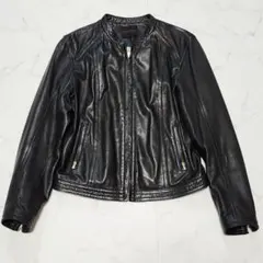 トゥモローランド　ラムレザージャケット　ノーカラー　ゴールド金具　36