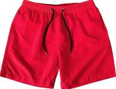 男士短褲 紅色 夏季 膝下長度 輕便 泳褲兼用 寬鬆 M 休闲