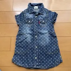 水玉模様デニムワンピース