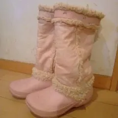 希少品　未使用　クロックス　　ロングブーツ　薄いピンク　レディース　キッズ　22