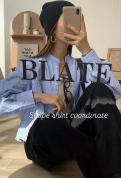 BLATE ストライプ長袖シャツ