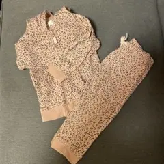 H&M ピンク　レオパード柄 フード付きセットアップ サイズ86