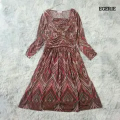 EGERIE エジェリー 総柄 ワンピース T1/S〜M フランス製 膝丈