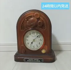 ディズニー ミッキーマウス アンティーク調 目覚まし時計 木彫り　ジャンク品
