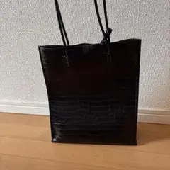 黒 クロコダイル風トートバッグ