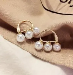 3連パール フープピアス