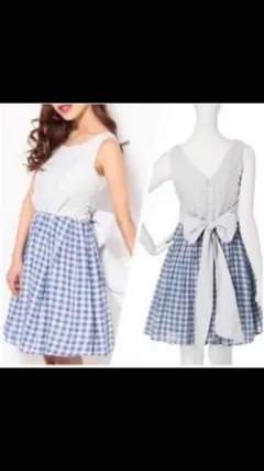 dazzlin ギンガムチェックノースリーブスワンピース