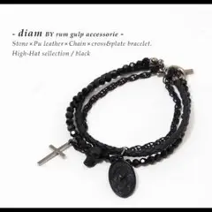 ブラックデザイン・３連マリアモチーフ　ブレスレット&ネックレス