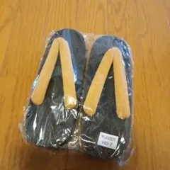 新品 下駄 黒台 ベージュ鼻緒 和装履物
