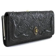 【新品】ANNA SUI アナスイ ノヴァ がま口長財布 ブラック 黒 牛革のサムネイル