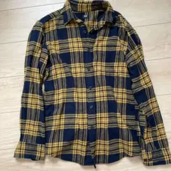 ネイビーとイエローのネルシャツ Sサイズ