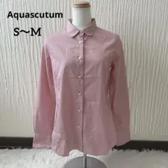 Aquascutumアクアスキュータム長袖シャツ　赤 ストライプレディース Mのサムネイル