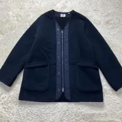 ユニクロ エンジニアドガーメンツ フリースノーカラーコート　紺　M