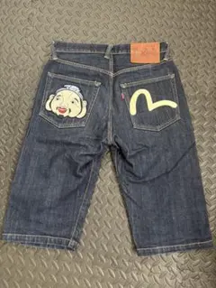 EVISU メンズ デニムエビスジーンズ大黒刺繍＆カモメペイントハーフデニム美品のサムネイル