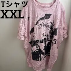 Tシャツ【XXL】ピンク グラフィック 半袖 シャツ カジュアル 大きめサイズ