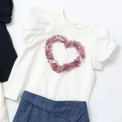 【アプレレクール】ハート モチーフ 半袖 Tシャツ 120