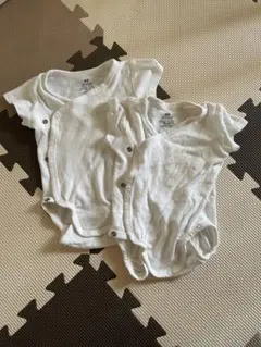 【H&M】ベビー 半袖ボディースーツ 2枚セット ホワイト 62cm