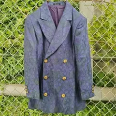 ダブルジャケット ペイズリー柄 バブリースーツ レトロジャケット 金ボタン